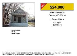 Denver, Colorado's Lowest Priced Transaction for 2010!!